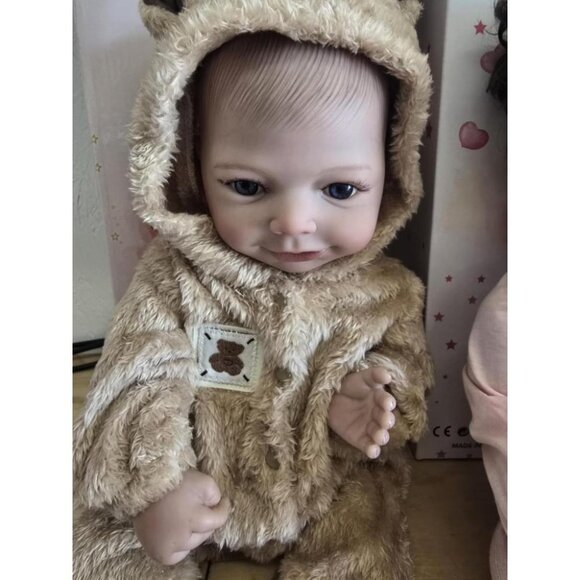 🆕18 Inch Soft Full Silicone Body Lifelike Newborn Smiling Baby Doll Girl - Picture 3 of 9